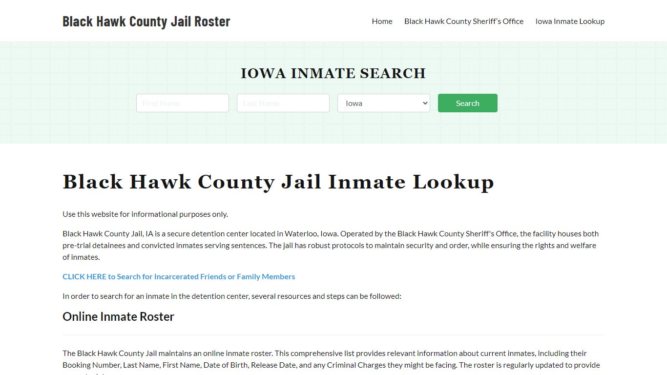 Black Hawk County Jail Roster Lookup, IA, Inmate Search